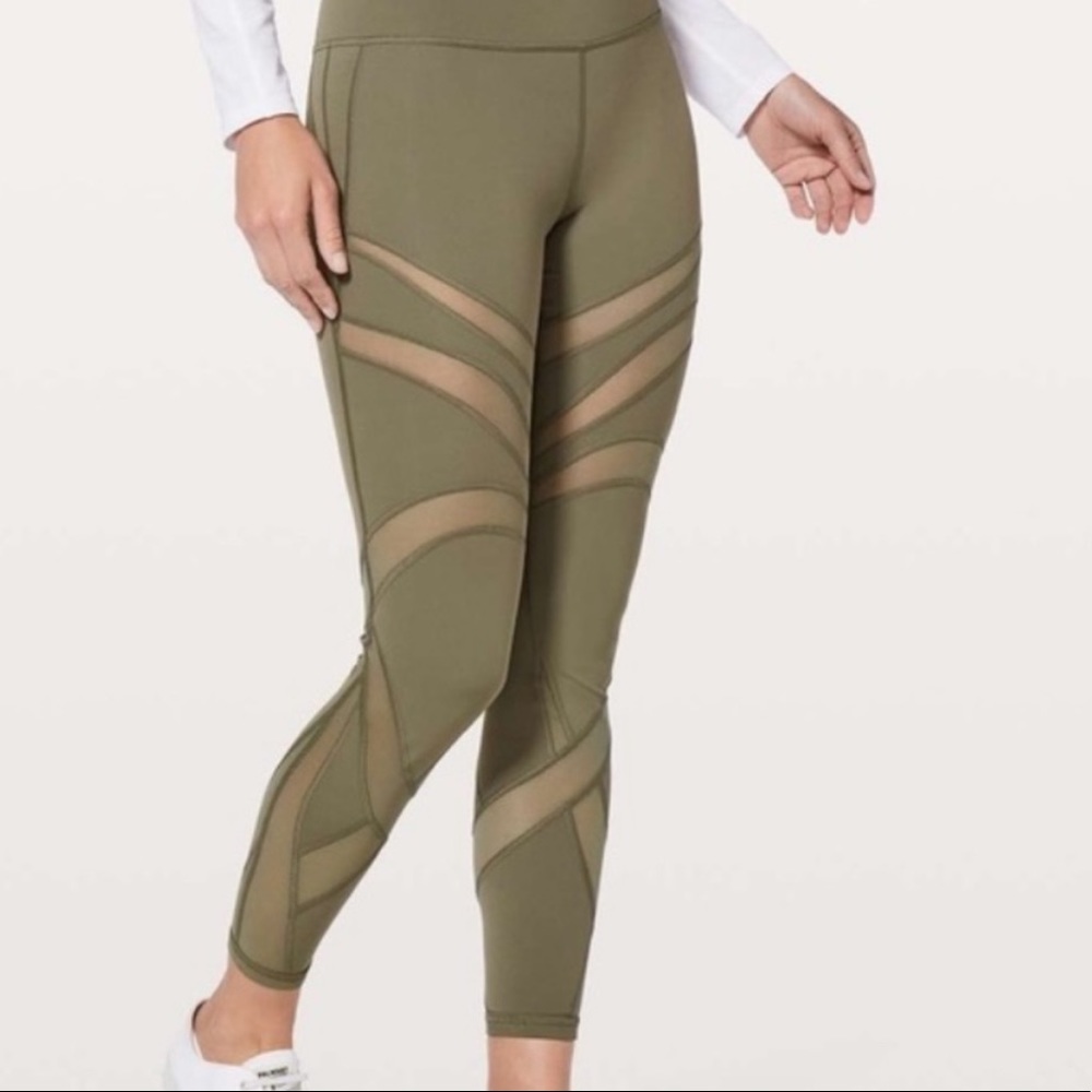 Lululemon Mesh Olive Green Leggings